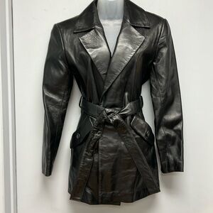 Pelle Studio Wilsons Black Leather Belted Blazer Jacket Women’s Medium NWT